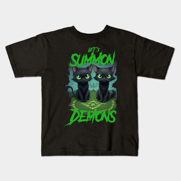 Let's Summon Demons - Evil Black Cats Edition 2 Kids T-Shirt by SergioCoelho_Arts